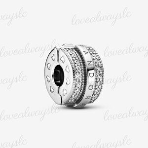 Pandora Sparkling Pavé Lines & Logo Clip Charm|Pendant